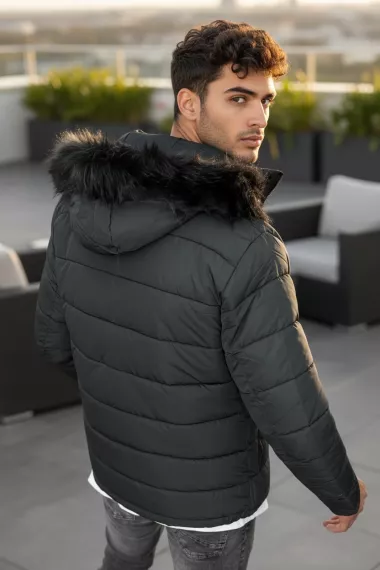 Geaca barbati groasa de iarna, imblanita neagra 2666